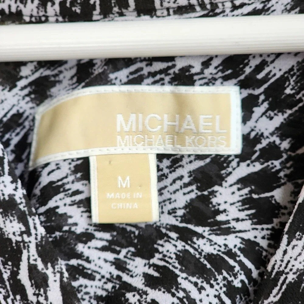 Black White MICHAEL KORS‎ Sleeveless WIDE LEG Tie Button JUMPSUIT Sz Medium